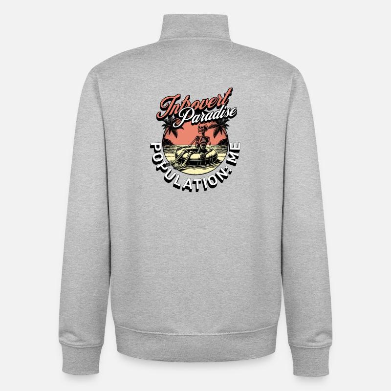 Introvert Paradise - Unisex Organic Zip Sweatshirt by Stanley/Stella - heather grey