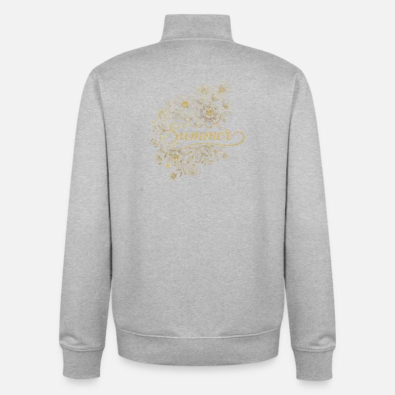 Été des Fleurs Dorées - Sweat zippé unisexe en coton bio Stanley/Stella - gris chiné