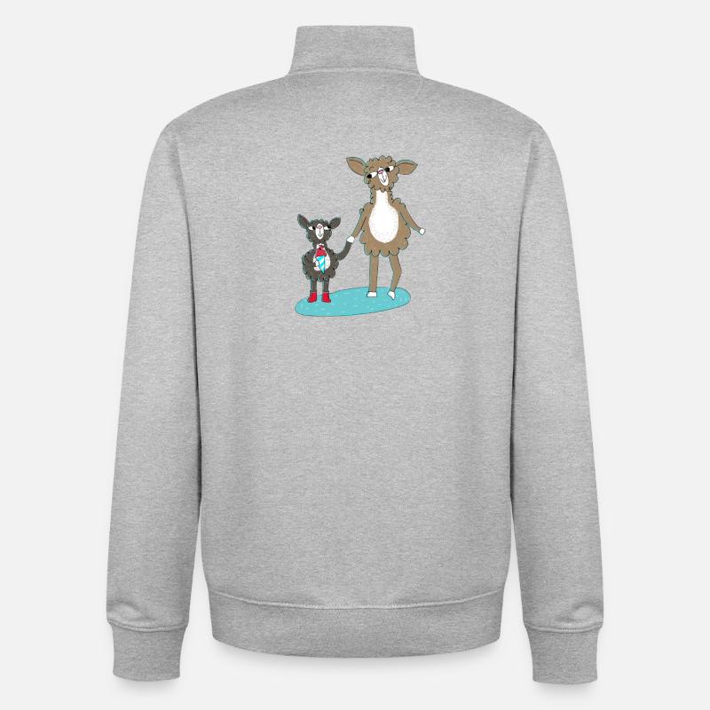 Lama Einschulung - Unisex Organic Zip Sweatshirt von Stanley/Stella - Grau meliert