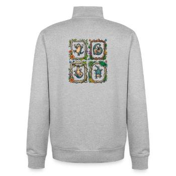 Schuppentier in verrückten Posen - Unisex Organic Zip Sweatshirt von Stanley/Stella - Grau meliert - Hinten - AI Model Male 185 light (185cm)