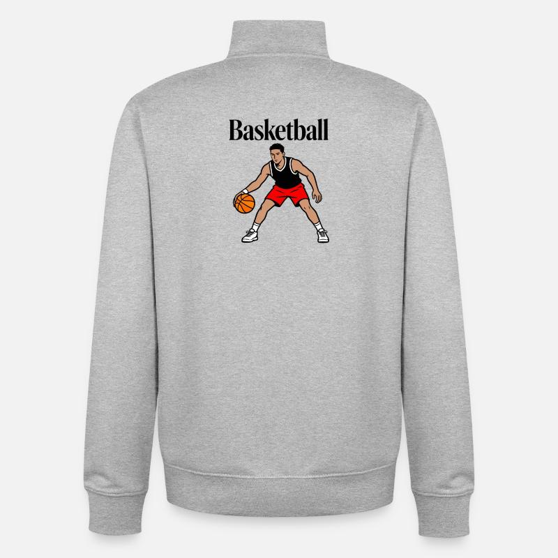 basket-ball - Sweat zippé unisexe en coton bio Stanley/Stella - gris chiné