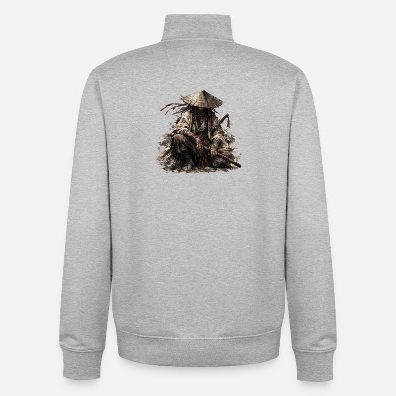 Shadow Ronin Samurai - Unisex Organic Zip Sweatshirt by Stanley/Stella - heather grey