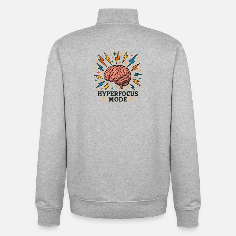 Hyperfocalisation du cerveau - Sweat zippé unisexe en coton bio Stanley/Stella - gris chiné