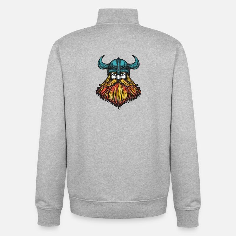 Wikinger Kopf - Unisex Organic Zip Sweatshirt von Stanley/Stella - Grau meliert