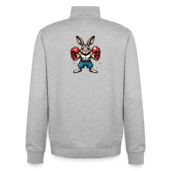 Boxender Hase mit Boxhandschuhen - Unisex Organic Zip Sweatshirt von Stanley/Stella - Grau meliert - Hinten - AI Model Male 185 light (185cm)