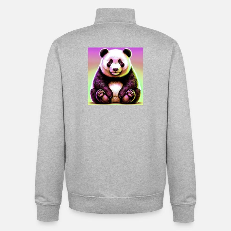 panda - Sweat zippé unisexe en coton bio Stanley/Stella - gris chiné