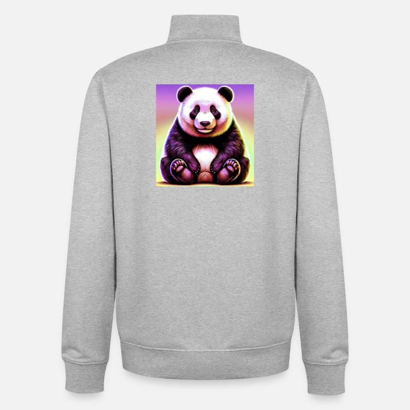 panda - Sweat zippé unisexe en coton bio Stanley/Stella - gris chiné