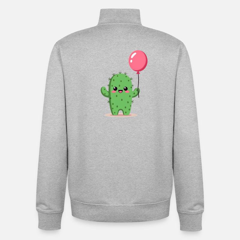 Cactus avec ballon - Sweat zippé unisexe en coton bio Stanley/Stella - gris chiné