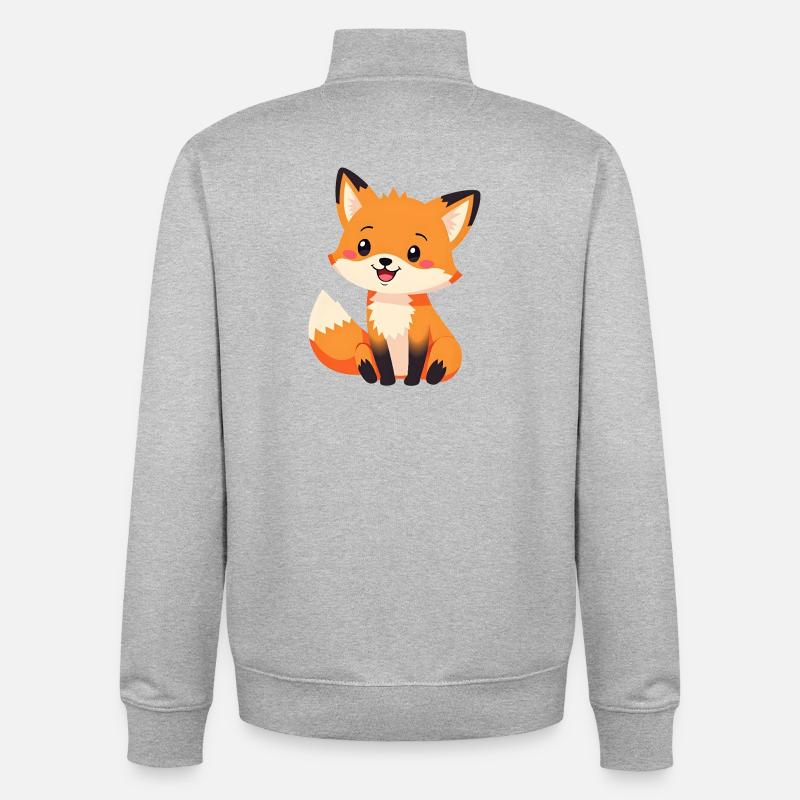 Fox - Unisex Organic Zip Sweatshirt by Stanley/Stella - heather grey