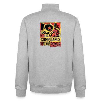 Unterstütze Deine Freiheit - Unisex Organic Zip Sweatshirt von Stanley/Stella - Grau meliert - Hinten - AI Model Male 185 light (185cm)