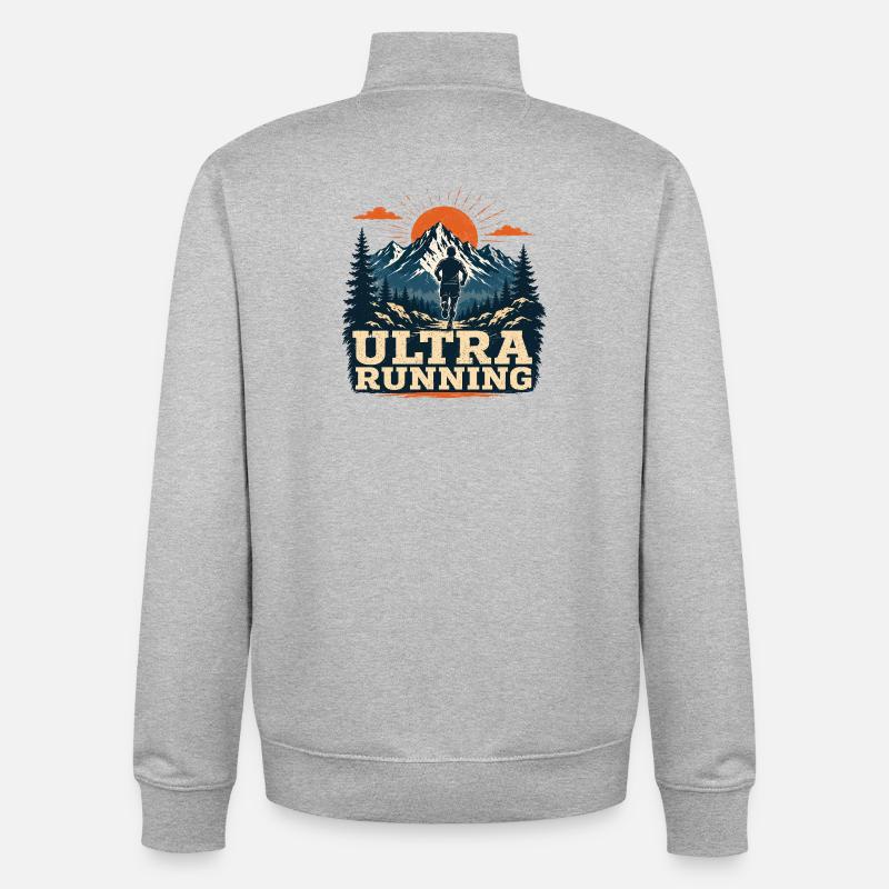 Ultra course à pied - Sweat zippé unisexe en coton bio Stanley/Stella - gris chiné