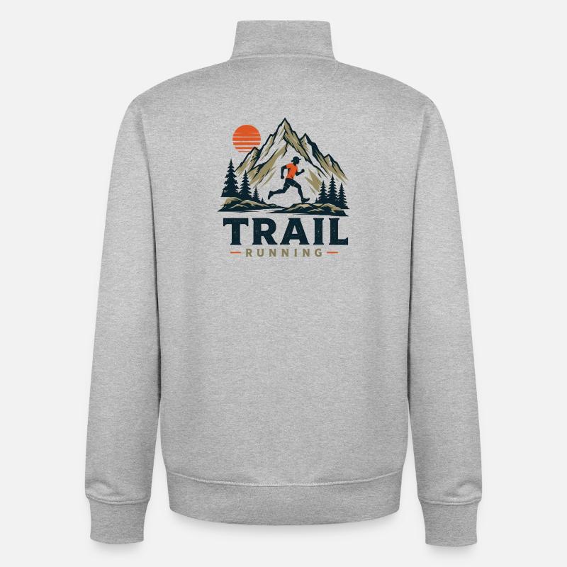 Trail running - Sweat zippé unisexe en coton bio Stanley/Stella - gris chiné
