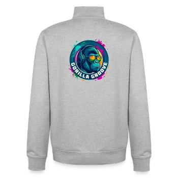 Gorilla Groove Gorilla DJ Musik-Kopfhörer - Unisex Organic Zip Sweatshirt von Stanley/Stella - Grau meliert - Hinten - AI Model Male 185 light (185cm)