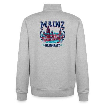 Mainz Germany Cathedral Rhine River Emblem - Unisex Organic Zip Sweatshirt by Stanley/Stella - heather grey - Back - AI Model Male 185 light (185cm)