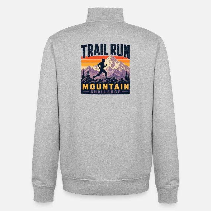Trail Run - Mountain Challenge - Unisex Organic Zip Sweatshirt by Stanley/Stella - heather grey