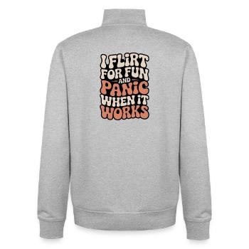 I Flirt For Fun Dating Flirt Anmachspruch Single - Unisex Organic Zip Sweatshirt von Stanley/Stella - Grau meliert - Hinten - AI Model Male 185 light (185cm)