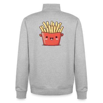Merry Fries Cartoon - Unisex Organic Zip Sweatshirt by Stanley/Stella - heather grey - Back - AI Model Male 185 light (185cm)