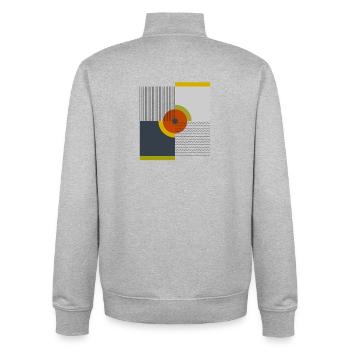 Conception géométrique des cercles rétro - Sweat zippé unisexe en coton bio Stanley/Stella - gris chiné - Dos - AI Model Male 185 light (185cm)