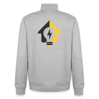 Electric Home Light Bulb Logo - Unisex Organic Zip Sweatshirt by Stanley/Stella - heather grey - Back - AI Model Male 185 light (185cm)