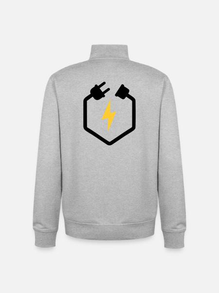 Electrician Plug Power Lightning Logo - Unisex Organic Zip Sweatshirt by Stanley/Stella - heather grey