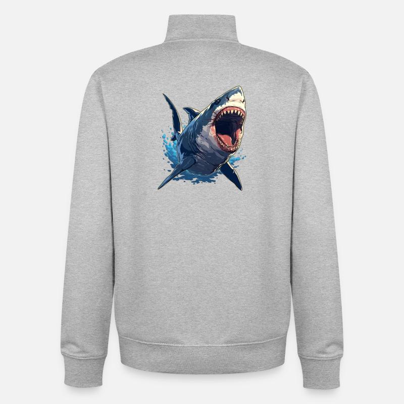 Requins Requin - Sweat zippé unisexe en coton bio Stanley/Stella - gris chiné