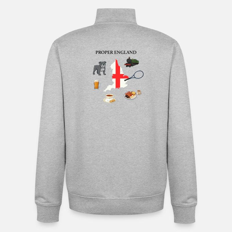 L’ANGLETERRE CORRECTE - Sweat zippé unisexe en coton bio Stanley/Stella - gris chiné