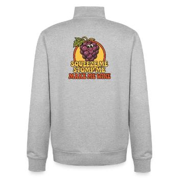 Grape Squeeze Wine Retro Graphic - Unisex Organic Zip Sweatshirt by Stanley/Stella - heather grey - Back - AI Model Male 185 light (185cm)