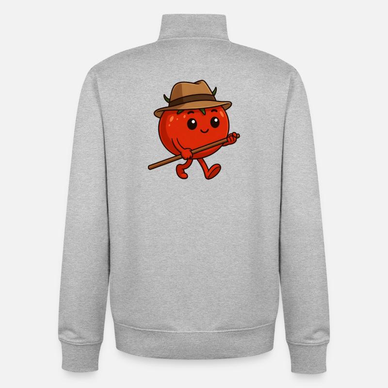 Tomate auf Wanderschaft - Unisex Organic Zip Sweatshirt von Stanley/Stella - Grau meliert