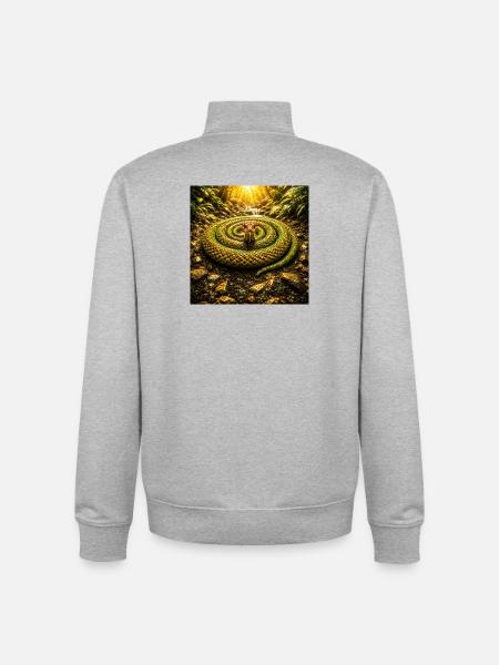 Sun-crowned cobra snake in the jungle - Unisex Organic Zip Sweatshirt by Stanley/Stella - heather grey
