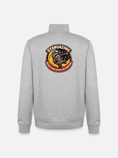 Waschbär im Sternenhimmel mit Pizza - Unisex Organic Zip Sweatshirt von Stanley/Stella - Grau meliert