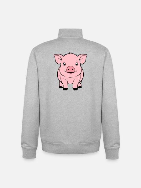 Pig Piggy Farmer Gift Farmer - Unisex Organic Zip Sweatshirt by Stanley/Stella - heather grey