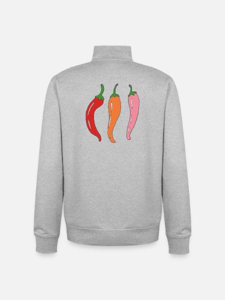Chili Trio Illustration - Unisex Organic Zip Sweatshirt by Stanley/Stella - heather grey