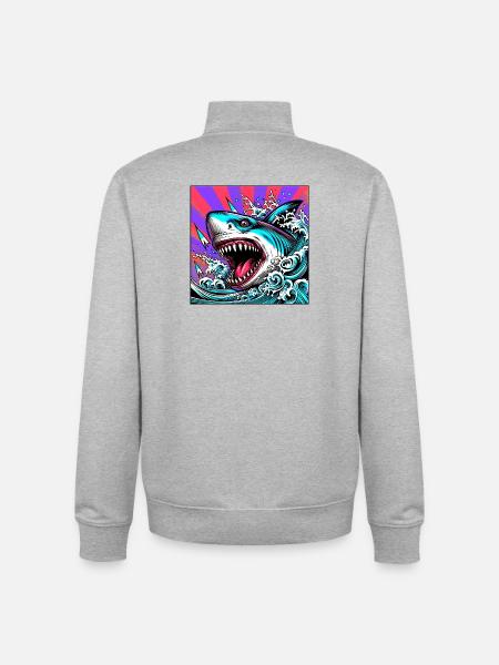 Requin - Sweat zippé unisexe en coton bio Stanley/Stella - gris chiné
