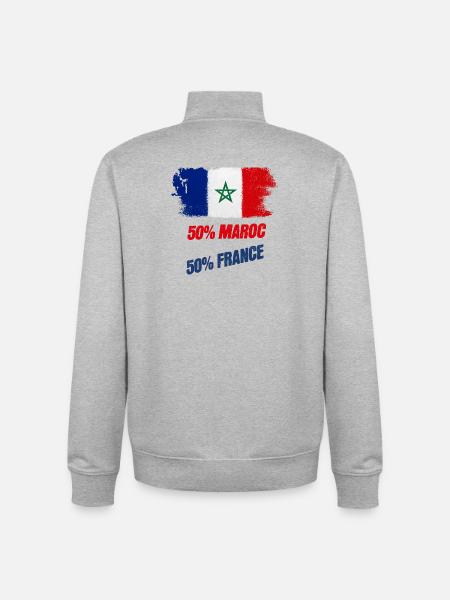Halb Marokkanisch, halb Franzose - Unisex Organic Zip Sweatshirt von Stanley/Stella - Grau meliert