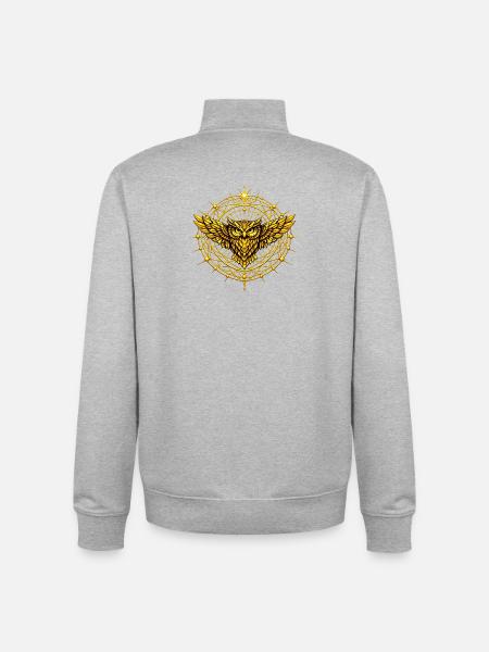 Goldene Metatron-Totemeule - Unisex Organic Zip Sweatshirt von Stanley/Stella - Grau meliert