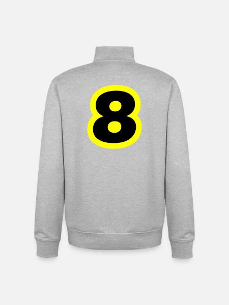 8 Symbole numérique - Sweat zippé unisexe en coton bio Stanley/Stella - gris chiné