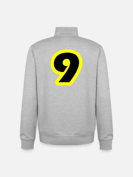 9 Symbole numérique - Sweat zippé unisexe en coton bio Stanley/Stella - gris chiné