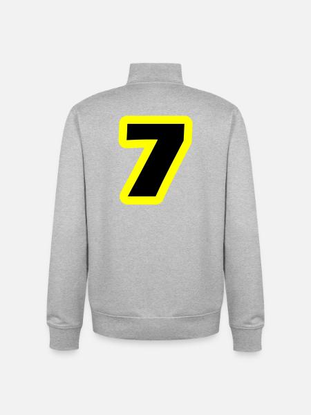 7 Symbole numérique - Sweat zippé unisexe en coton bio Stanley/Stella - gris chiné