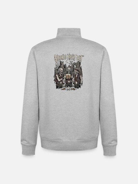 Halloween Rocker Zombie - Unisex Organic Zip Sweatshirt by Stanley/Stella - heather grey
