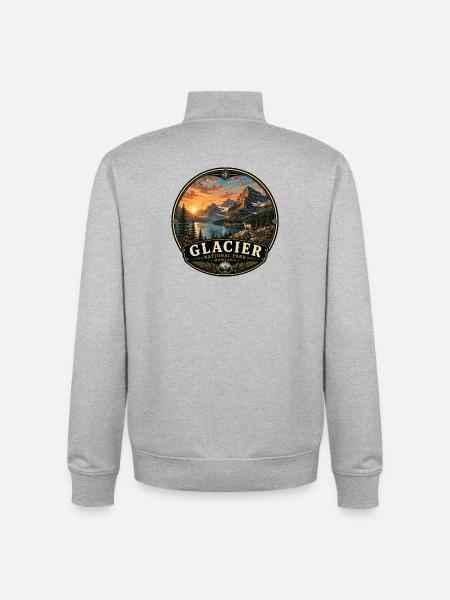Glacier National Park Montana Nature Landscape - Unisex Organic Zip Sweatshirt by Stanley/Stella - heather grey
