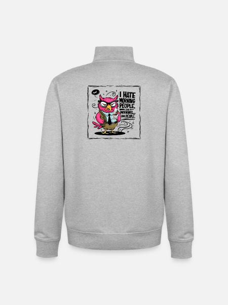 Morgenmuffel Büro-Eule im Anzug - Sweat zippé unisexe en coton bio Stanley/Stella - gris chiné