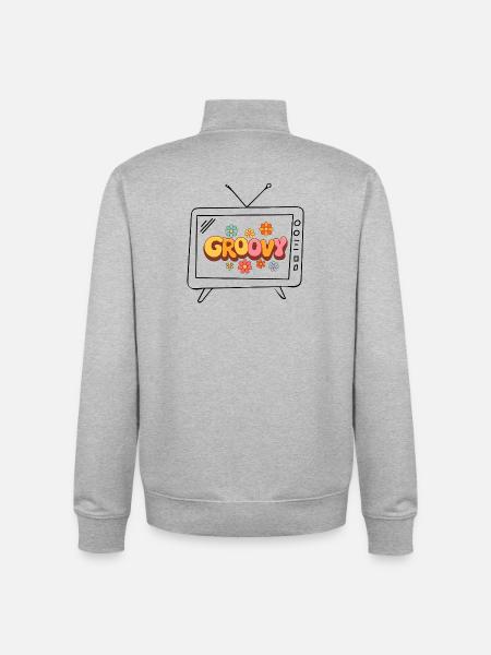 Groovy Floral 70s Bubble Letters - Unisex Organic Zip Sweatshirt by Stanley/Stella - heather grey