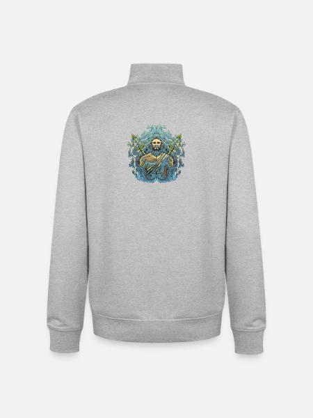 Poseidon Sea God Trident Design - Unisex Organic Zip Sweatshirt by Stanley/Stella - heather grey