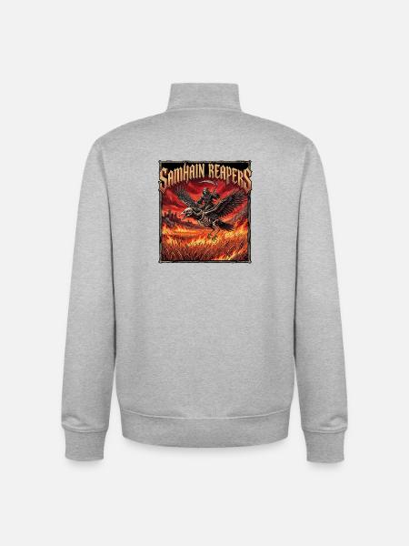 Heavy Metal Halloween - Unisex Organic Zip Sweatshirt by Stanley/Stella - heather grey