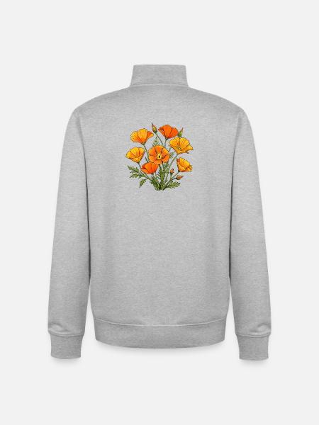 Kalifornischer Mohn - Unisex Organic Zip Sweatshirt von Stanley/Stella - Grau meliert