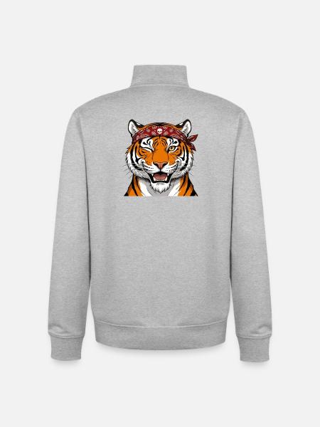 Fashionable tiger. - Unisex Organic Zip Sweatshirt by Stanley/Stella - heather grey