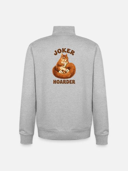 Mahjong Joker Hoarder Squirrel - Unisex Organic Zip Sweatshirt by Stanley/Stella - heather grey