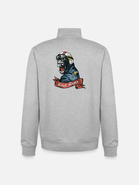 Road Ranger Gorilla - Unisex Organic Zip Sweatshirt by Stanley/Stella - heather grey
