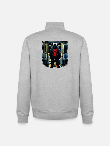 Demons ninja in subway - Unisex Organic Zip Sweatshirt by Stanley/Stella - heather grey