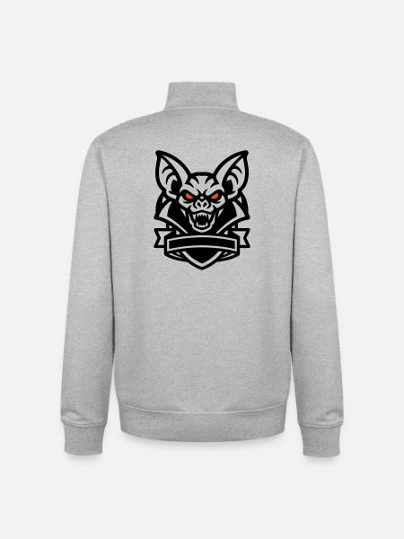 Fledermaus Maskottchen Logo - Unisex Organic Zip Sweatshirt von Stanley/Stella - Grau meliert